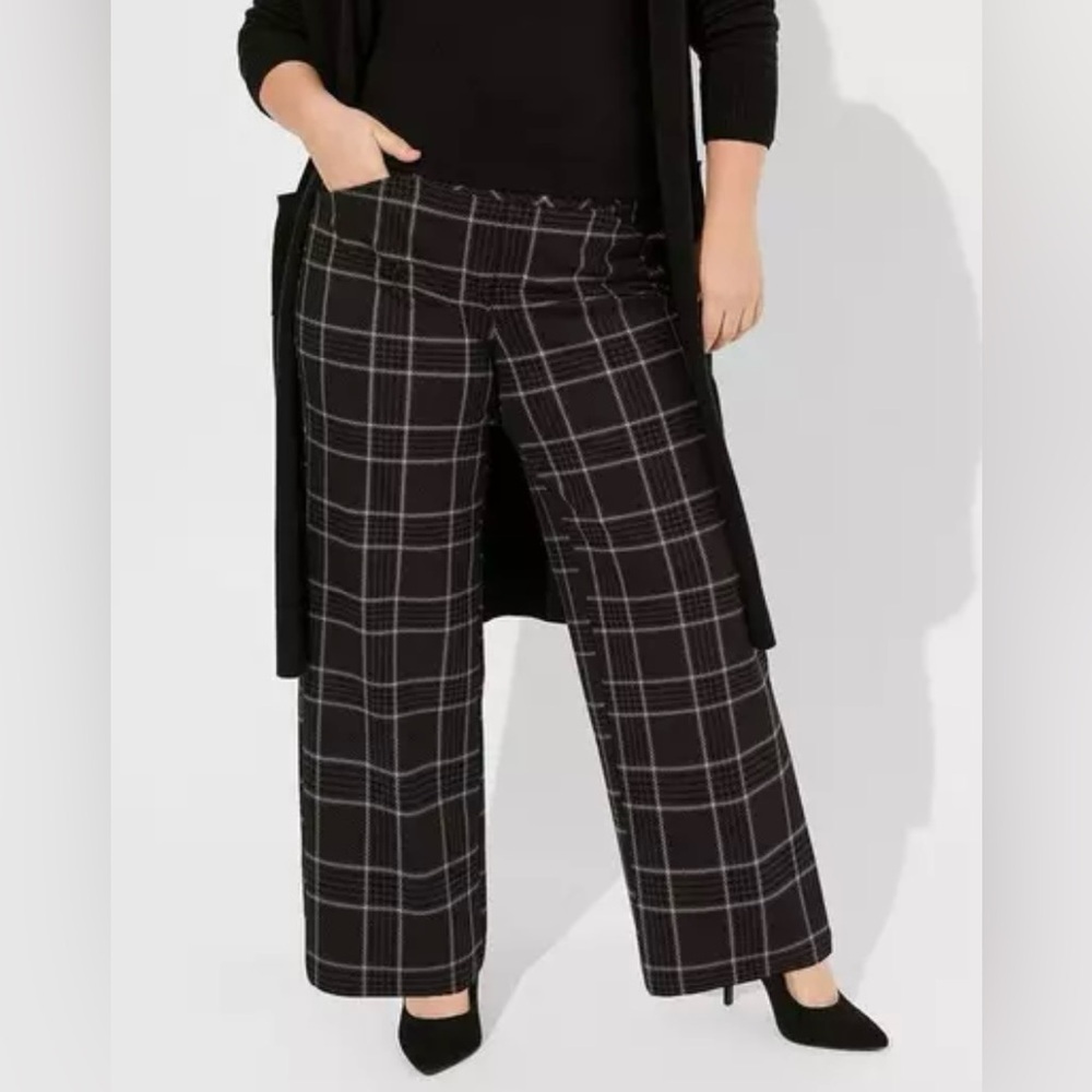 Torrid Black and White Plaid Trousers